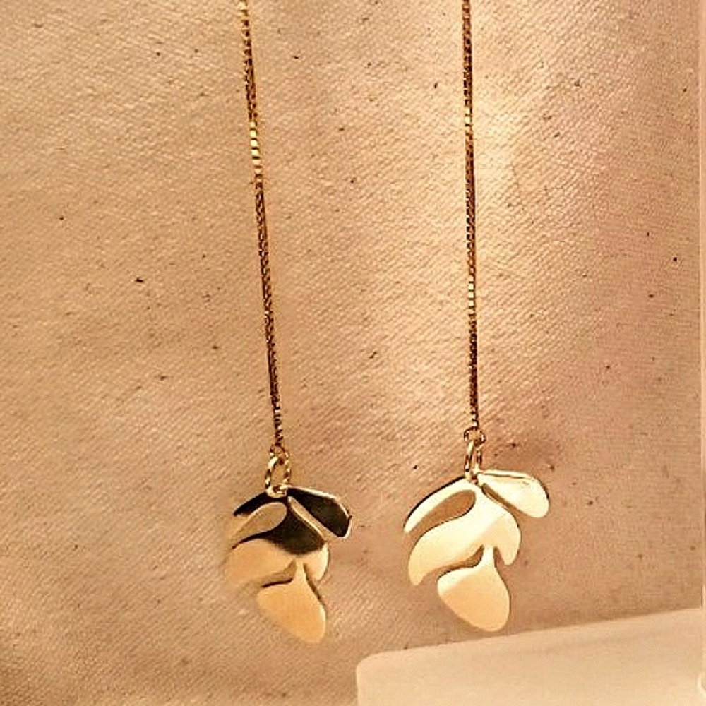 .925 Sterling Silver: 24k gp sterling earrings w/monstera ~New~